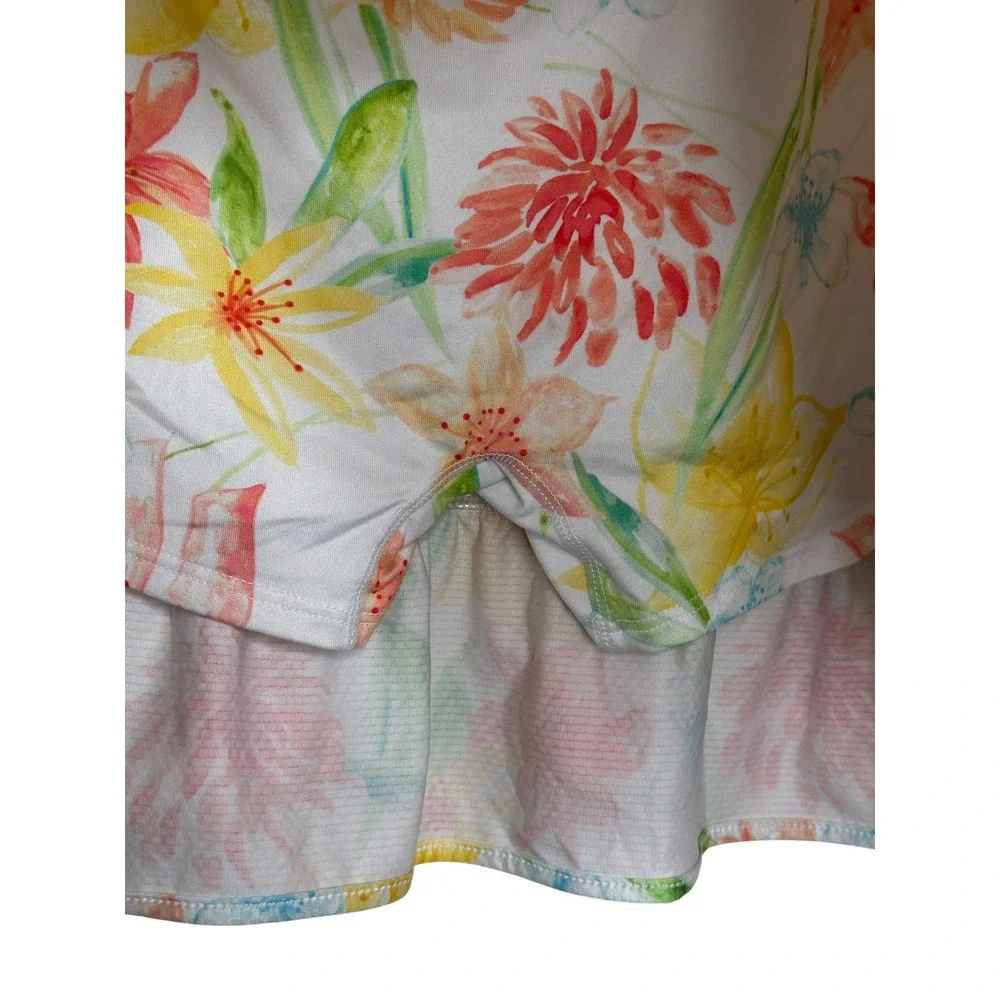 Gottex Active Skort Medium White Floral Ruffle Hem Tennis Golf Skirt Pickleball